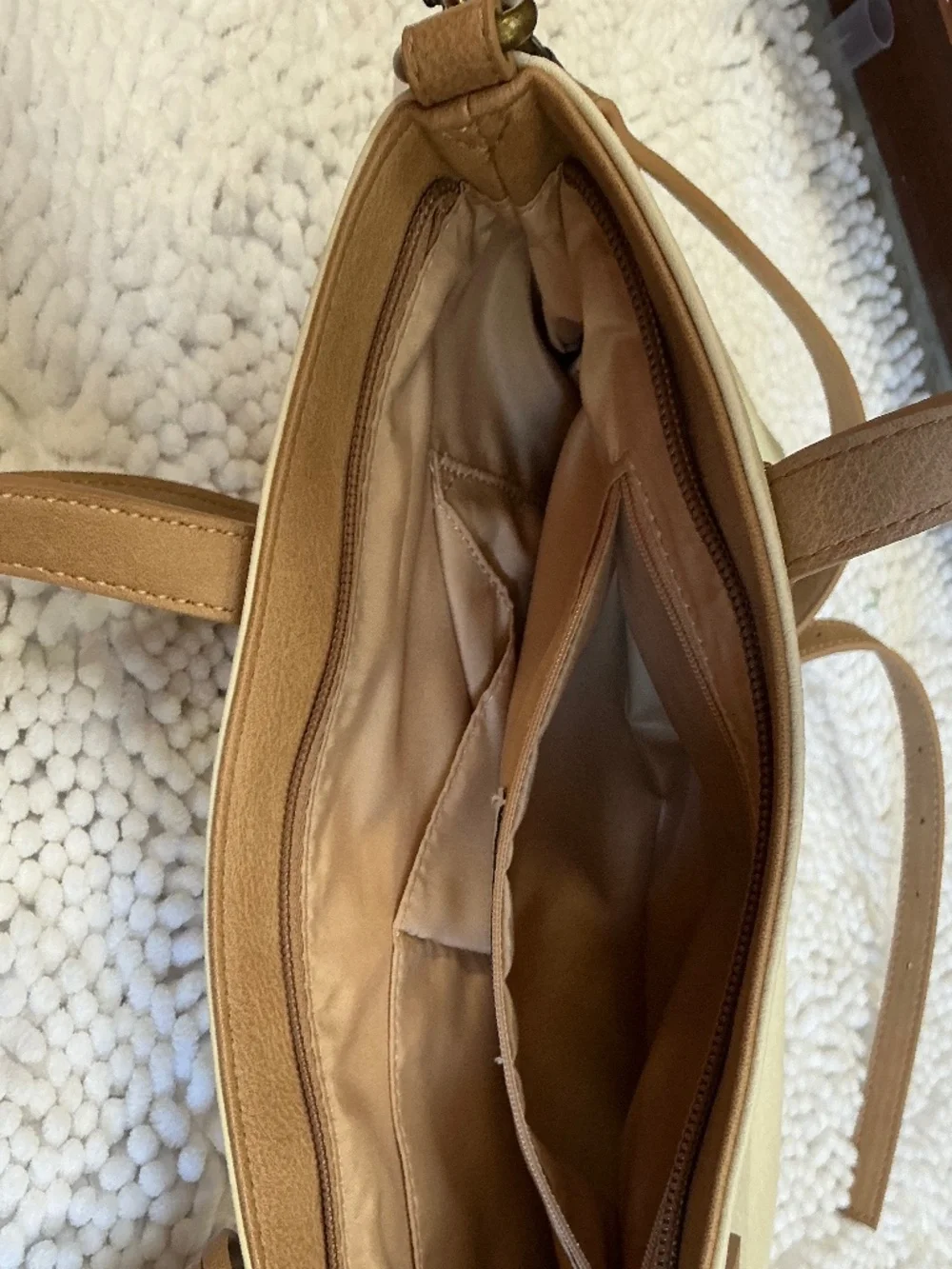 Sonoma Cream and Tan Shoulder Bag NWT
